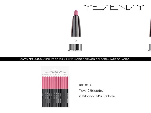 [0319-61] Lápiz de ojos/labios - 12 unidades - Color rosa parlante - Maquillaje y cosméticos