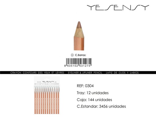 [0304-050] Lápiz de ojos/labios 12 unidades color rosa - Artículos de maquillaje