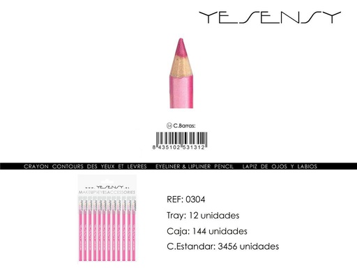 [0304-054] Lápiz de ojos/labios 12 unidades color naranja - Artículos de maquillaje
