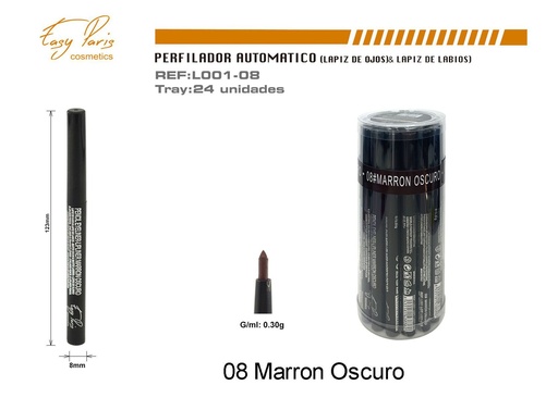 [L001-08] Perfilador automático marrón oscuro 24 pcs - Cosméticos