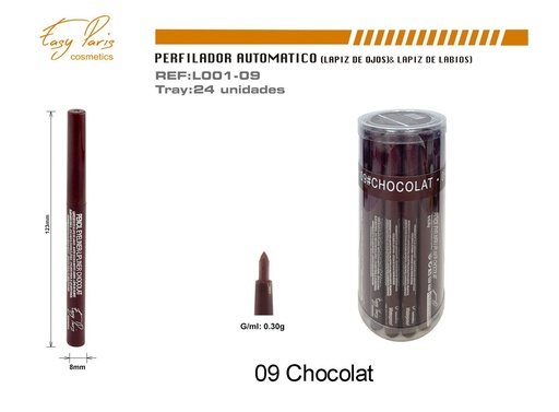[L001-09] Perfilador automático color chocolate 24/u para delineado de ojos y labios