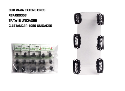 [020358] Clip negro (2.3 cm - 12 uds) - Accesorios de belleza y organización
