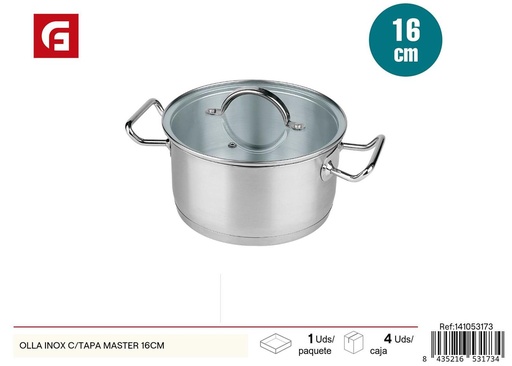 [A003057] Olla de acero inoxidable con tapa Master 16 cm - Utensilios de cocina
