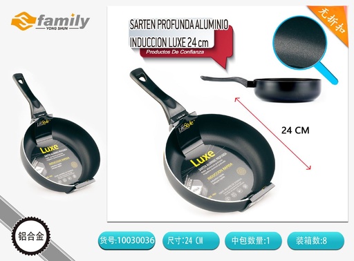 [A003049] Sartén profunda de aluminio para inducción Luxe 24 cm - Utensilios de cocina