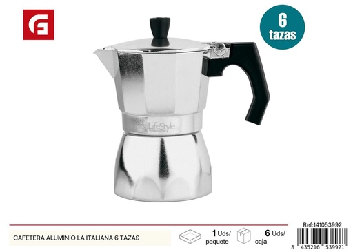 [A003075] Cafetera de aluminio La Italiana 6 tazas - Utensilios de cocina