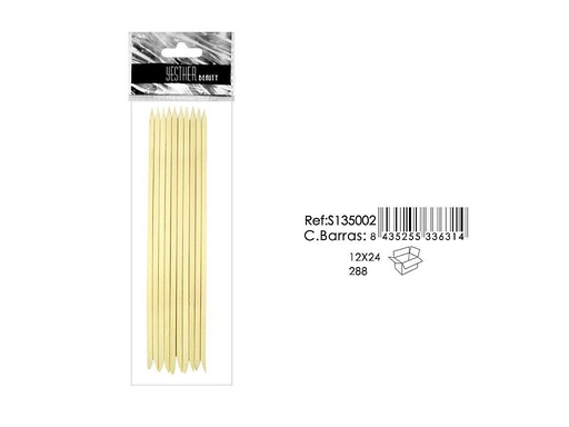 [S135002] Palo naranja largo (12 uds) - Accesorios para uñas y cuidado personal
