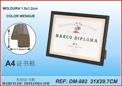 [190637733] Marco de diploma A4 Wengué - Marcos de graduación