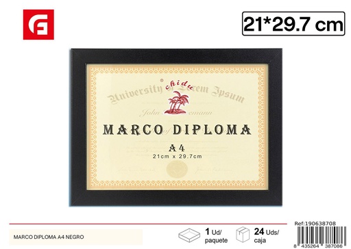 [190638708] Marco para diploma A4 negro DM-874 - Marcos de fotos