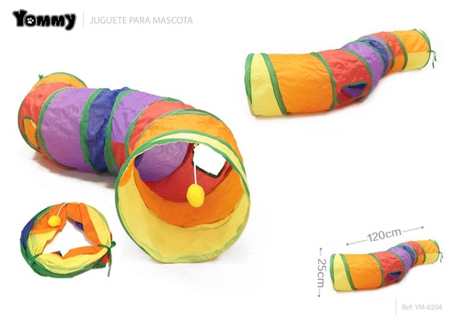 [YM0204] Juguete de túnel S tipo para mascotas 25x120 cm - Juguetes y accesorios para mascotas