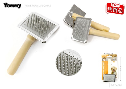 [YM0241] Peine de madera pequeño con espejo para mascotas 6*4.2*11.6cm - Productos para mascotas