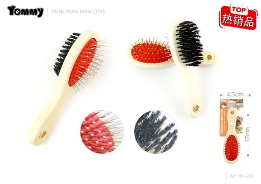 [YM0276] Cepillo doble redondo 17x4.5cm - Accesorios para mascotas