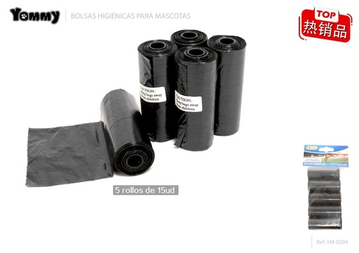 [YM0294] Bolsa de excrementos negras 5*15 cm - Artículos para mascotas