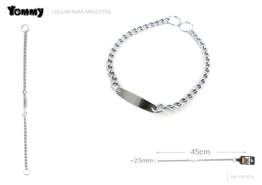 [YM0519] Collar cadena para mascotas de 2.5mm x 45cm - Accesorios para mascotas
