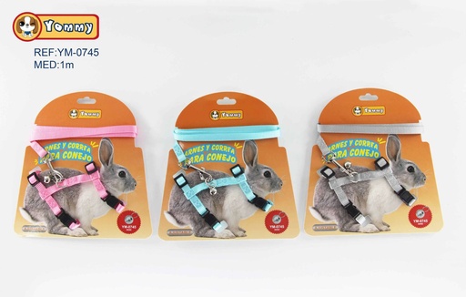 [YM0745] Arnés y correa para conejo 1.0 cm - Accesorios para mascotas