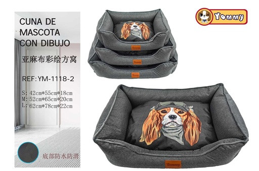 [YM1118-1] Cuna de perro de tela de yute 3 piezas color crema - Cama para mascotas 