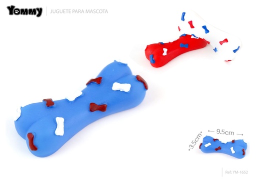 [YM1652] Juguete de vinilo mini hueso - 9.5 x 3.5 x 2 cm - Producto para mascotas