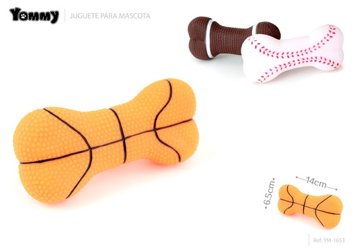 [YM1653] Juguete de vinilo - pelotas de baloncesto/red/hueso 14 x 6.5 x 3.5 cm - Juguetes para mascotas