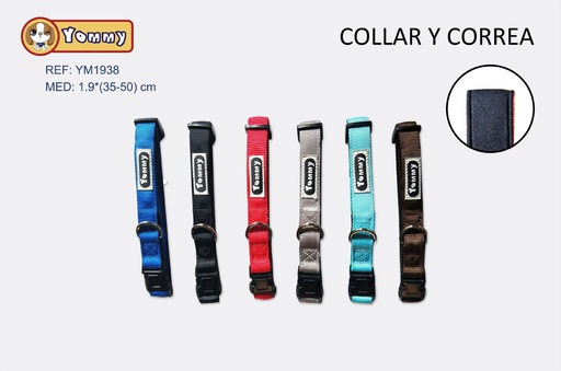 [YM1938] Collar y correa de neopreno color sólido 1.9*35-50 cm - Accesorios de mascotas
