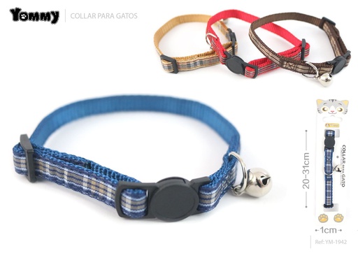 [YM1942] Collar ajustable para gato 1.0 x (20-31)cm con diseño de gatitos