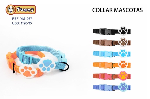 [YM1967] Collar de mascotas con huella 1.0cm*20-35cm - Accesorios de nylon
