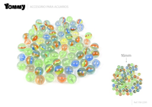 [YM2291] Canicas de vidrio transparente 16MM - Decoración de acuarios