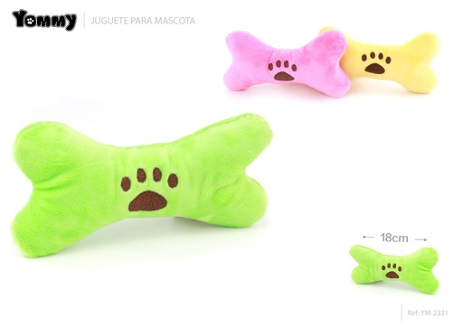 [YM2321] Peluche en forma de hueso 18cm en colores verde, rosa y amarillo