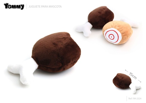 [YM2324] Peluche de muslo de pollo con dos colores 15cm para mascotas