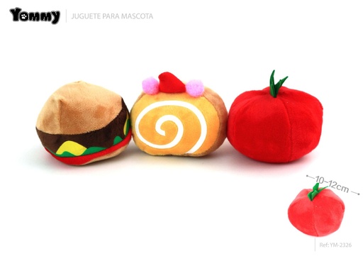 [YM2326] Juguete de peluche tomate, hamburguesa, tarta 10-12cm - Juguetes para mascotas