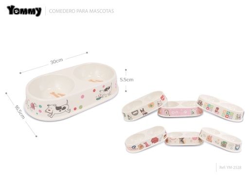 [YM2528] Comedero doble de PVC de alta calidad de 30x16.5x5.5cm