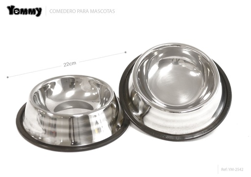 [YM2542] Comedero de acero inoxidable 22cm - Accesorios para mascotas
