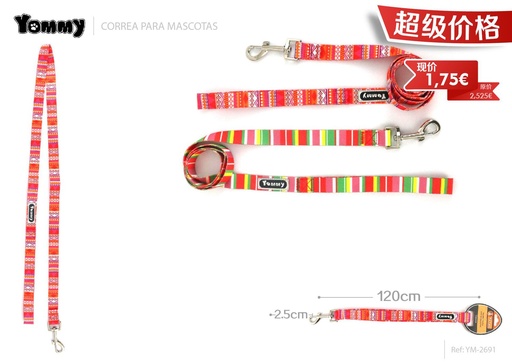 [YM2691] Correra arco iris 2.5x120 cm - Accesorios para mascotas