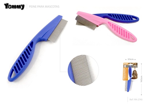 [YM2745]  Peine para mascotas con mango para pulgas 14.5*3.5 cm - Accesorios para grooming
