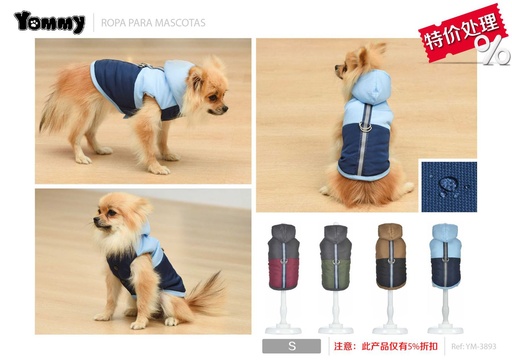 [YM3893] Ropa anorak con capucha S para animales - Vestuario para mascotas
