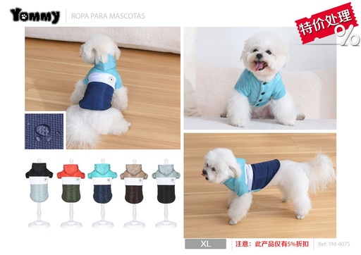 [YM4075] Ropa anorak con capucha para mascotas tamaño XL - Ropa para mascotas
