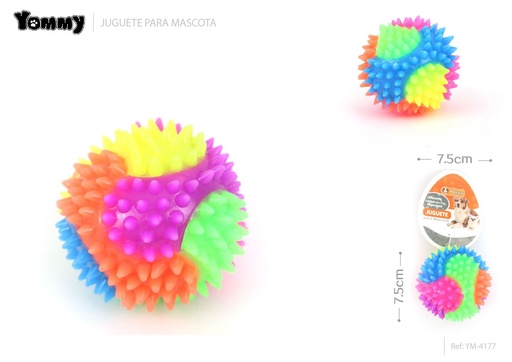 [YM4177] Juguete de goma LED arcoíris DIA:7.5CM - Juguetes para mascotas