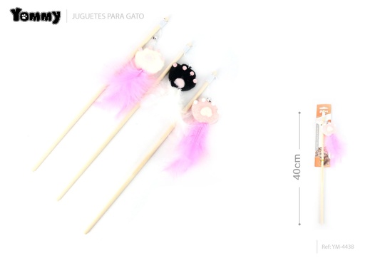 [YM4438] Juguete de gato 40cm pluma y huella para entretener a su mascota