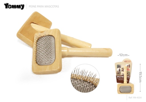 [YM4554] Peine de madera para mascotas 12.5x7CM - Accesorios para grooming