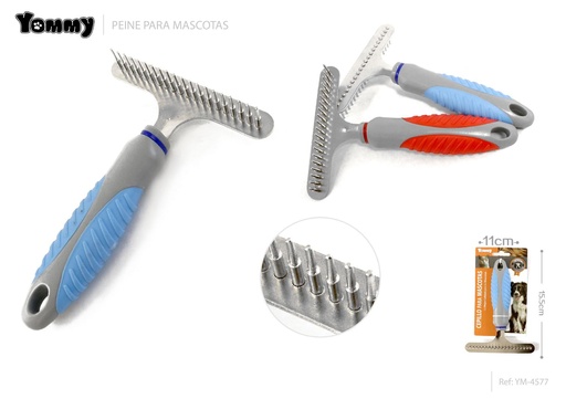 [YM4577] Peine de acero para mascotas 15.5x11 cm - Accesorios para cuidado de mascotas