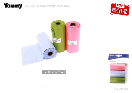 [YM4616] Bolsas grandes para desechos 3x15 uds - Accesorios para mascotas