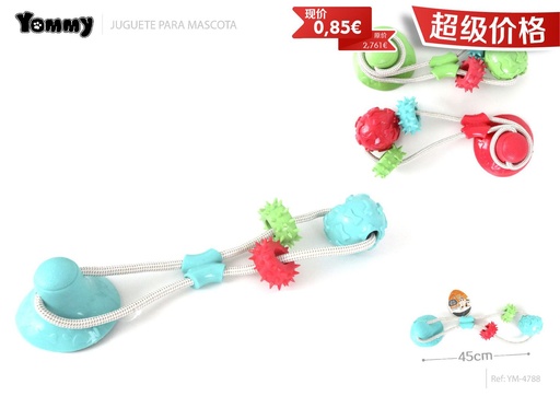 [YM4788] Juguete de goma con cuerda tipo ventosa 45cm - Accesorios para mascotas