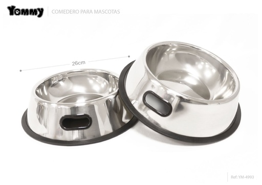 [YM4993] Cuenco para perros de acero inoxidable 26cm - Accesorios para mascotas