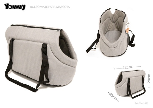 [YM5555] Bolso de viaje de felpa para mascotas gris 42*25*28 cm - Accesorios para mascotas