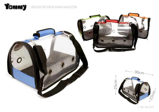 [YM5577] Bolso de viaje transparente PVC 36x23x22 cm - Accesorios para mascotas