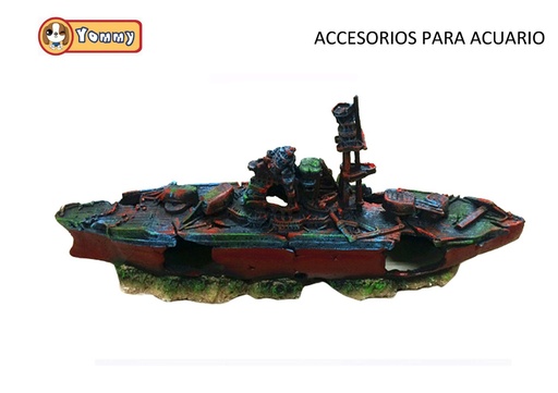 [YM6007] Accesorios para acuario barco de resina 46x10x18.5 cm - Decoración acuática