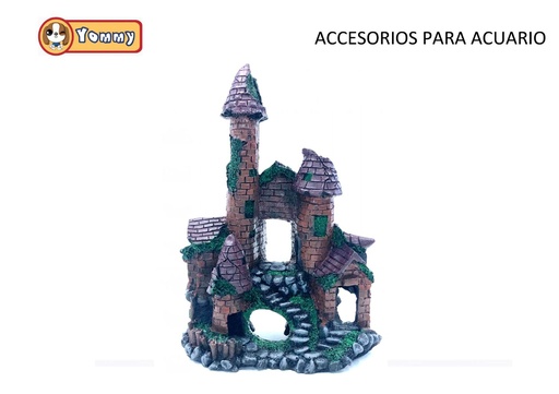 [YM6014] Accesorios para acuario castillo 19.5x11.5x29cm para decoración de peces