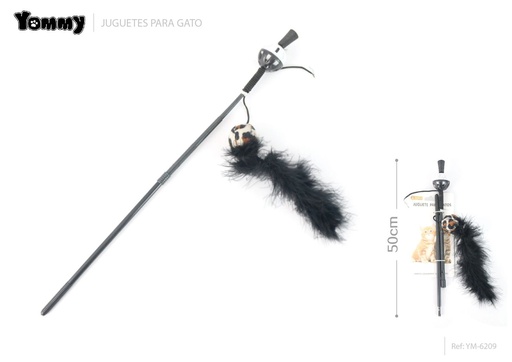 [YM6209] Juguete para gatos con plumas y bola 50cm para entretenimiento de mascotas