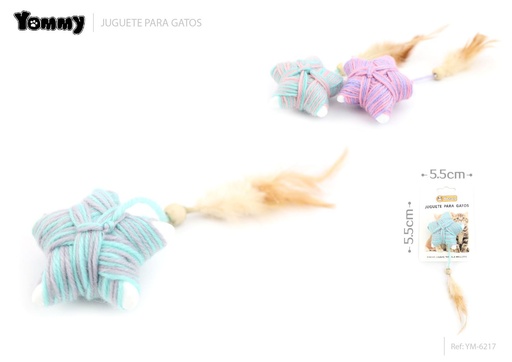 [YM6217] Juguete para gatos con plumas y estrella 5.5*5.5cm