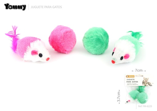 [YM6225] Juguete para gatos pequeño ratón 3.7x7cm para entretenimiento de mascotas