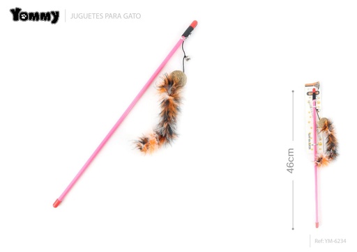 [YM6234] Juguete para gatos pequeño con plumas 46 cm