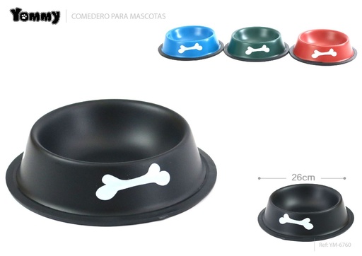 [YM6760] Cuenco de hierro para perros 26cm para alimentación de mascotas